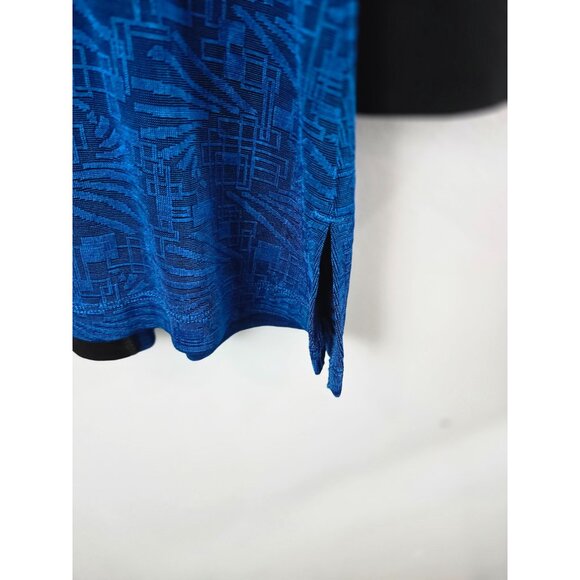 Chico's Shirt Women's XL 2 Blue Travelers Over Shirt Artsy Art To Wear Stretch - Picture 5 of 8